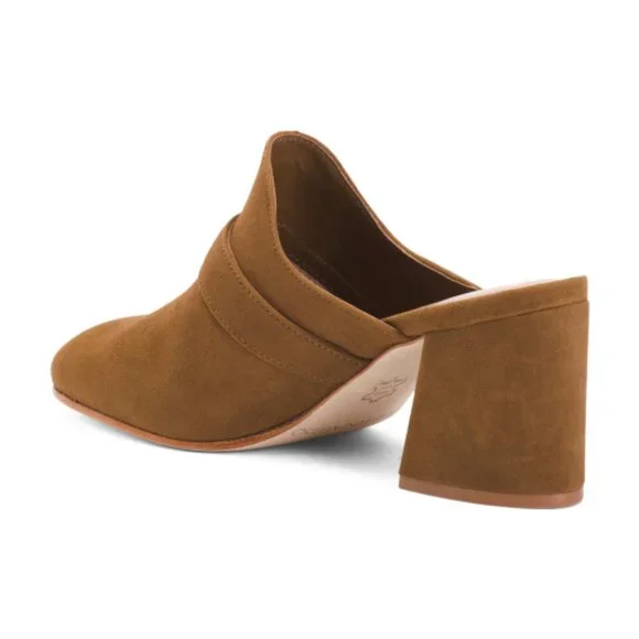 NEW BERNARDO Made In Brazil Suede Natasia Heeled Mules Safari for women 764tn - Picture 4 of 9